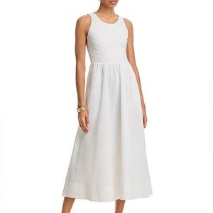 Bardot Bryony White Textured Lace Poplin Midi Dress BNWT